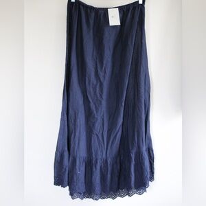 100% organic cotton Navy Maxi Skirt - Flowing Tiered Hem